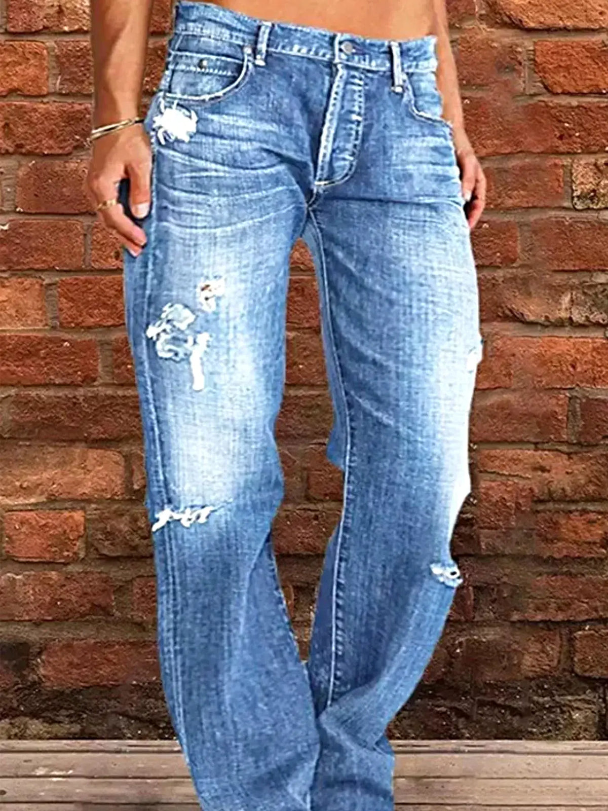 Full Size Distressed Raw Hem Jeans Plus Size -