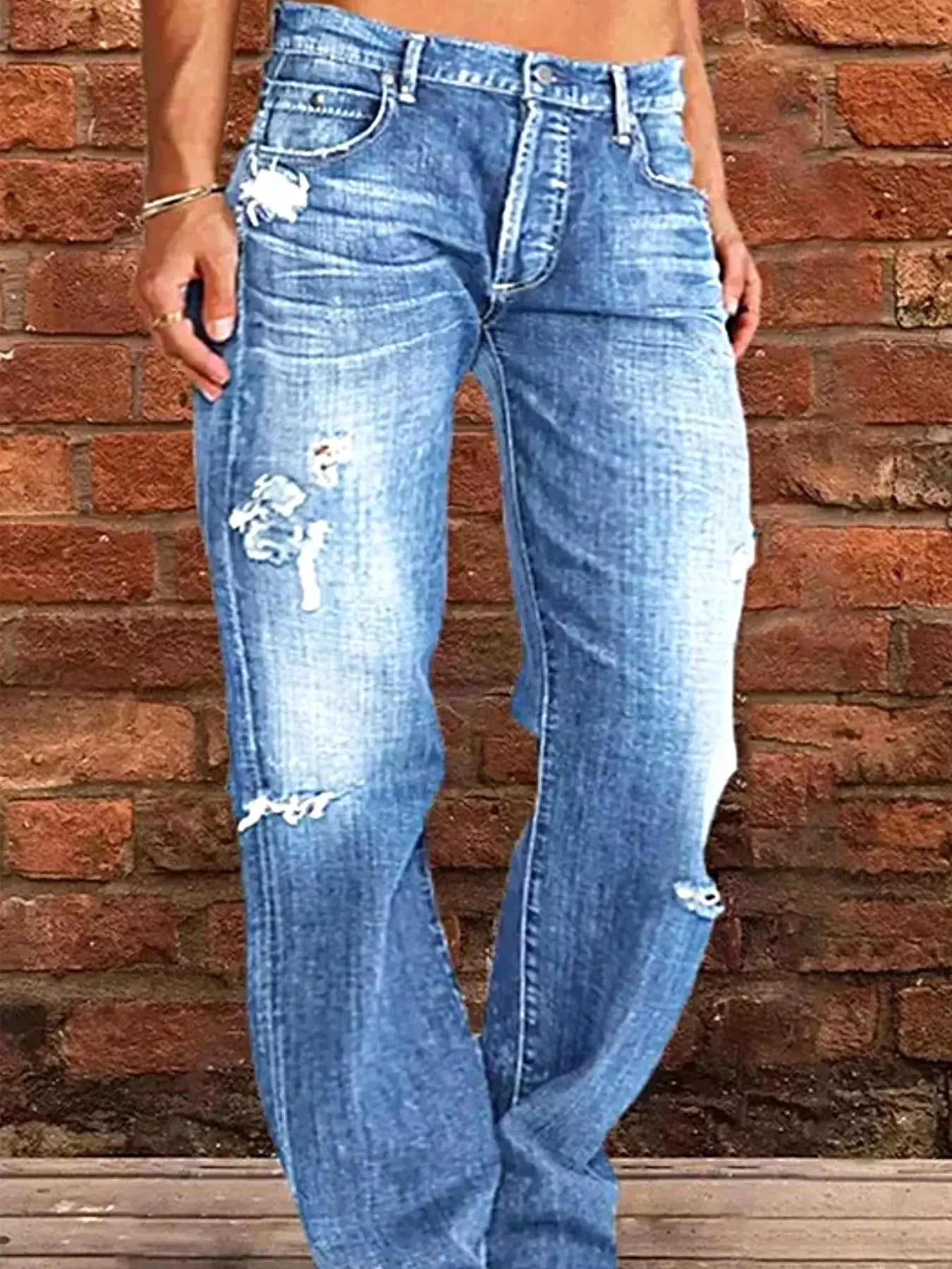 Full Size Distressed Raw Hem Jeans Plus Size -