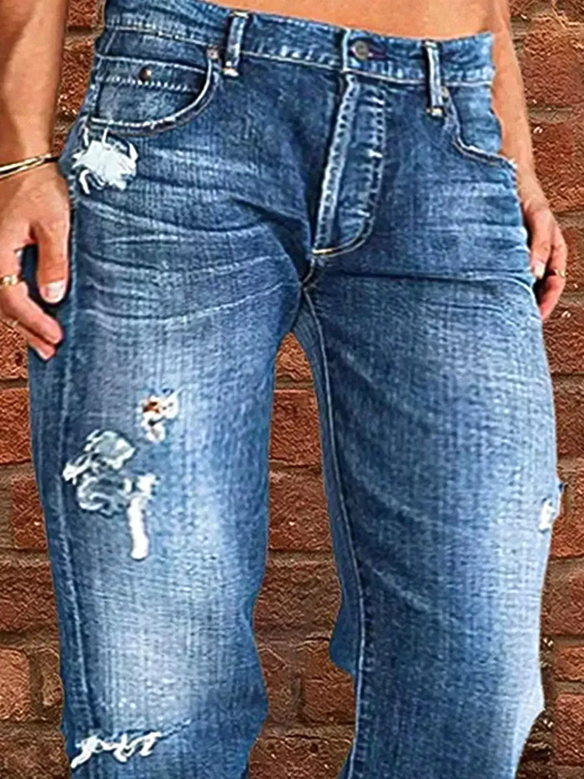Full Size Distressed Raw Hem Jeans Plus Size -