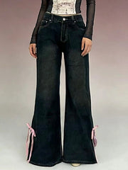 Ribbon Detail Flare Jeans -