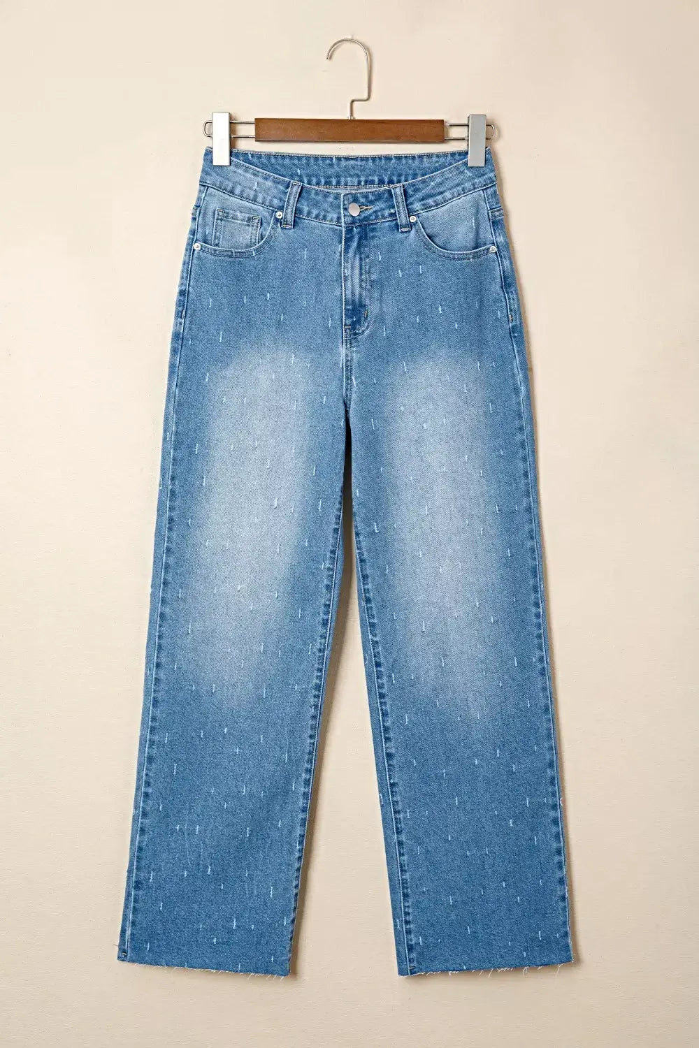 Distressed Detail Tummy Control Raw Hem Jeans -