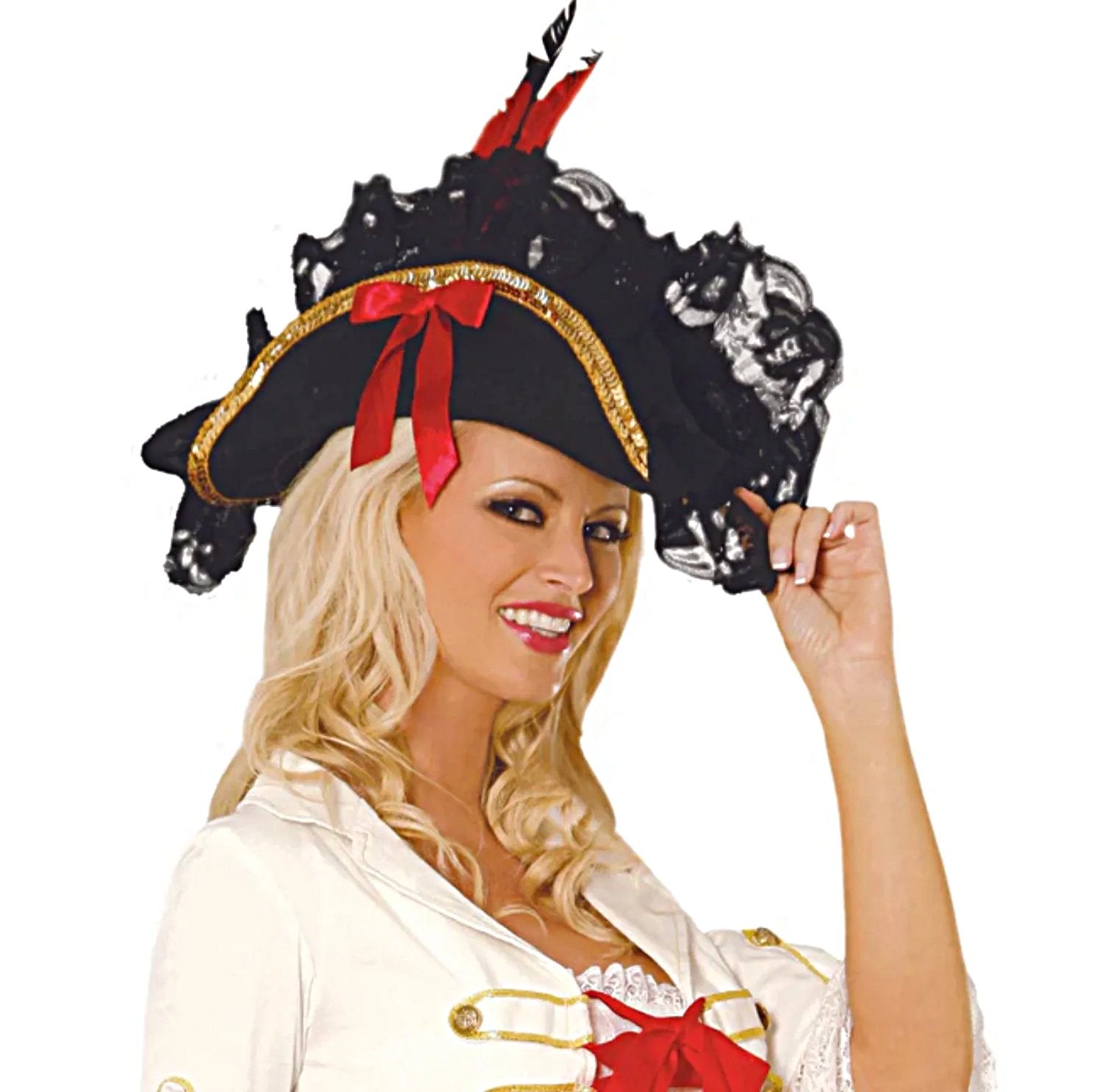 Elegant Moments Lace Costume Hat with Ribbon Trim - Chic Accessory for Special Occasions Elegant Moments