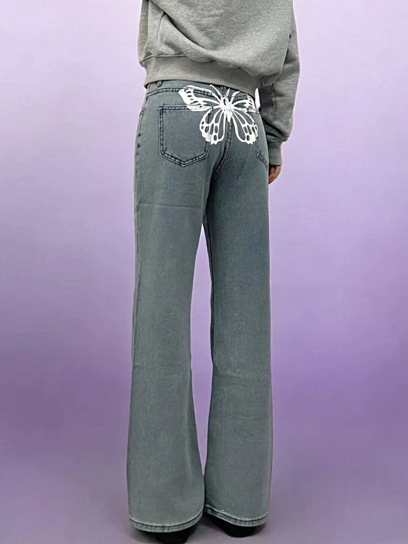 Butterfly Back Wide Leg Jeans -