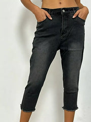 Raw Hem Capris Jeans -