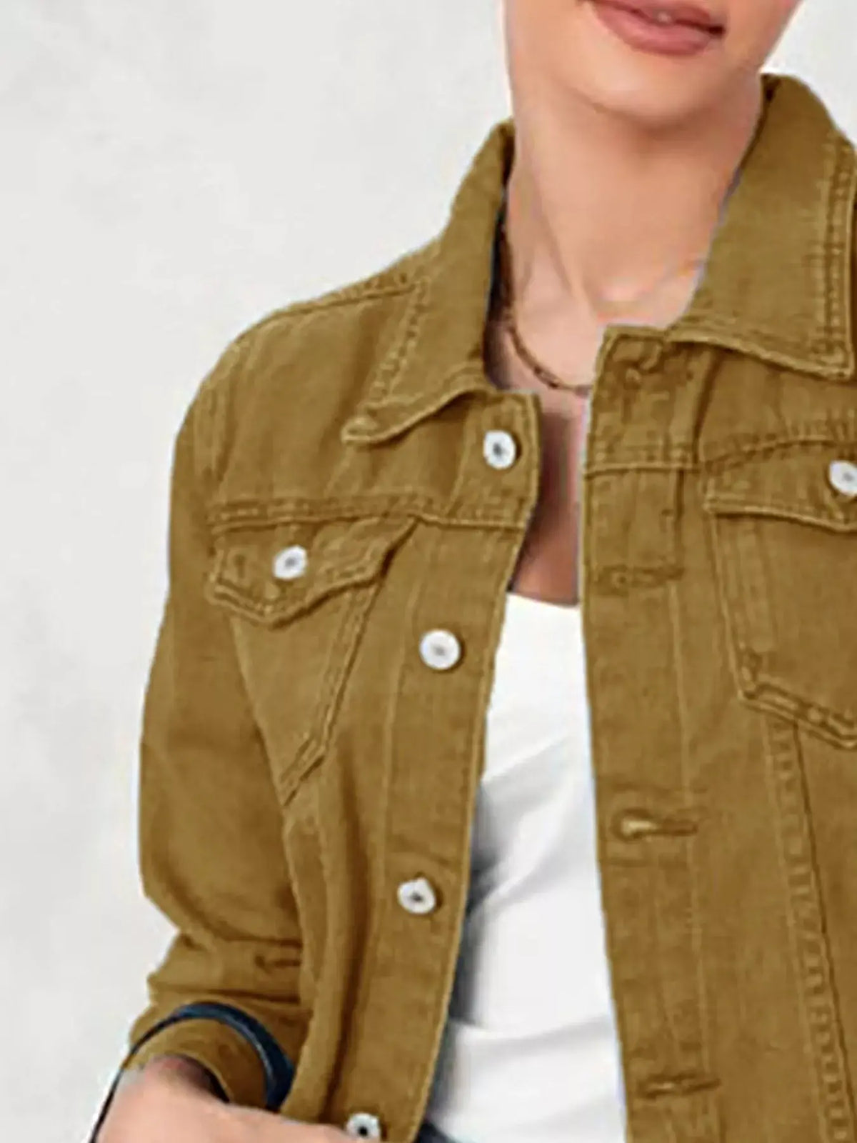 Button Up Long Sleeve Denim Jacket -