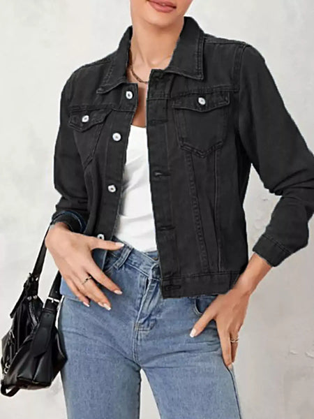Button Up Long Sleeve Denim Jacket -