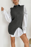 Perfee Slit Hem Sweater Vest Dress