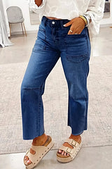 High Waist Straight Leg Jeans -