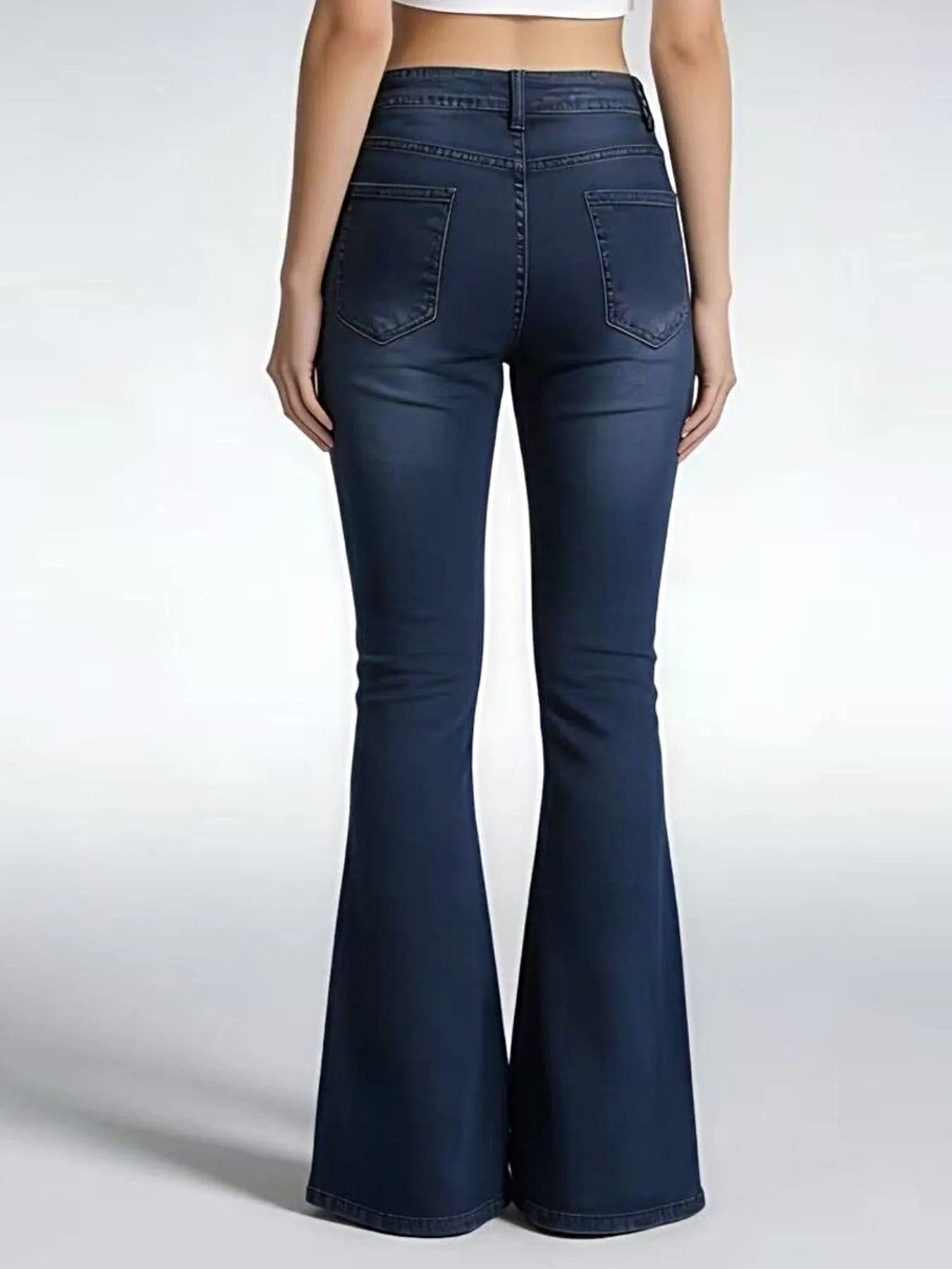 Full Size Vintage Wash High-Waisted Flare Jeans Plus Size -