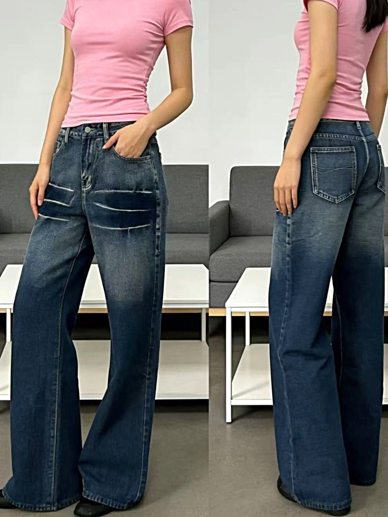 Washed Wide Leg Jeans -