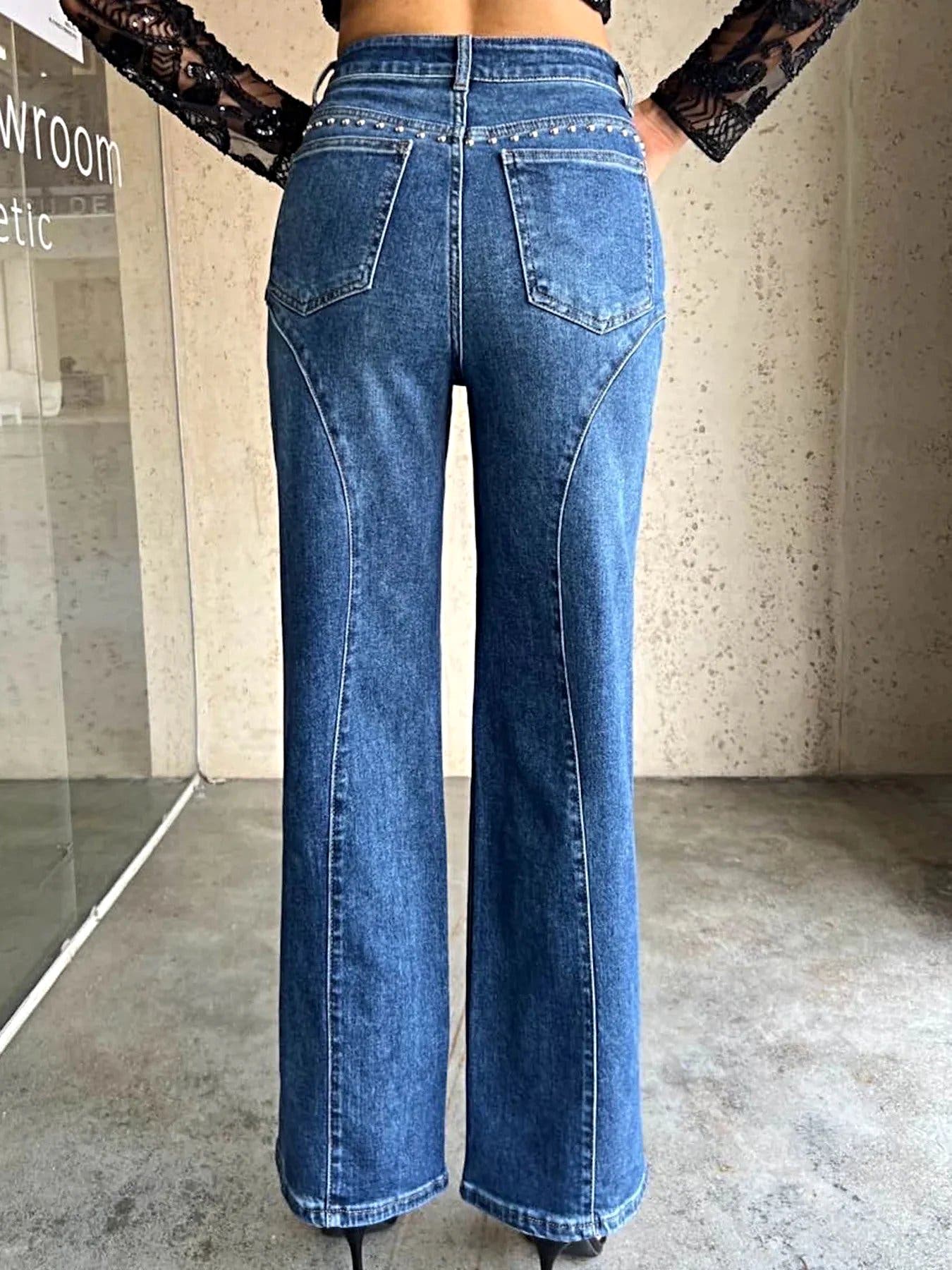 Studded Wide Leg Jeans -