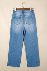 Distressed Detail Tummy Control Raw Hem Jeans -