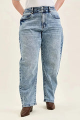 Judy Blue Full Size High Waist Marlow Arc Leg Jeans with Double Waistband Plus Size -