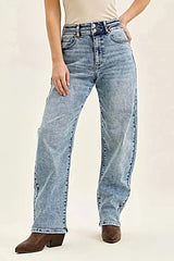 Judy Blue Full Size High Waist Marlow Arc Leg Jeans with Double Waistband Plus Size -
