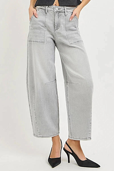 RISEN Slouchy Cropped Barrel Jeans -