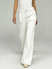 Wide Leg Contrast Stitching Jeans -
