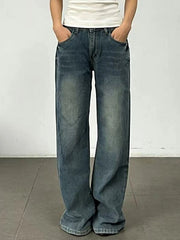 Vintage Wash Wide Leg Jeans -