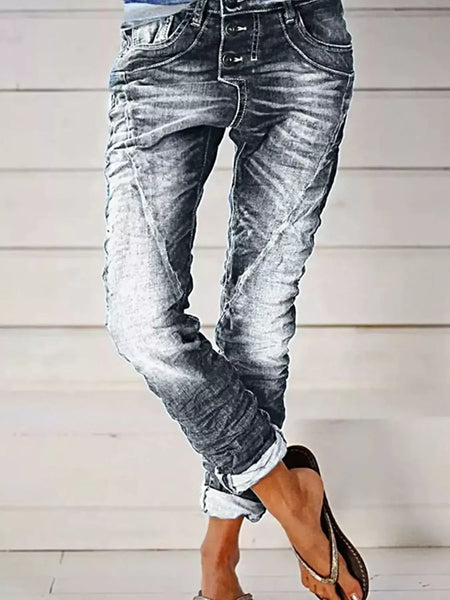 Full Size Washed Button-Fly Jeans Plus Size -