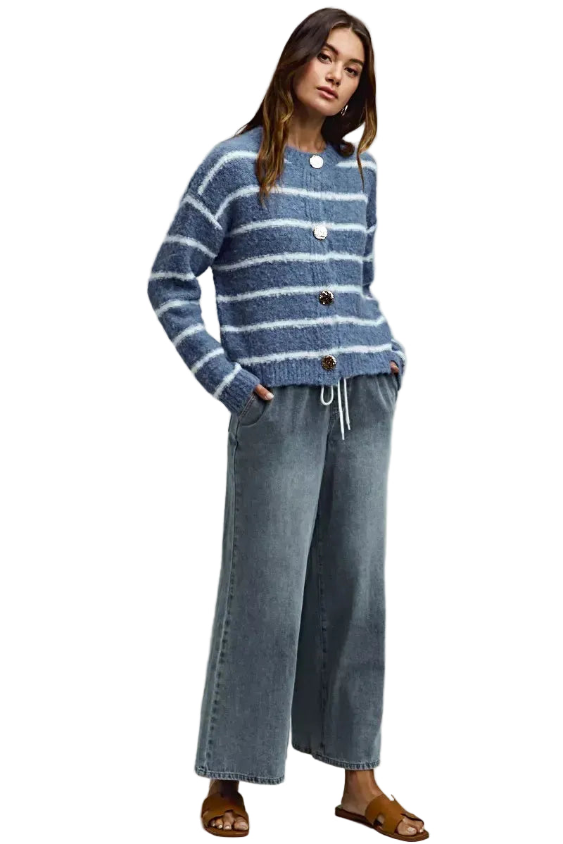 SO ME Mid Rise Elastic Waist Flare Denim Jeans -