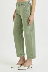 RISEN Full Size Tummy Control High Rise Crop Barrel Jeans Plus Size -