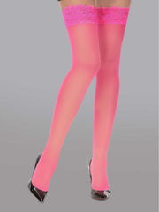 Elegant 15 Denier Thigh-High Lace Stockings capturing the essence of luxury with floral lace design, ideal for special occasions.