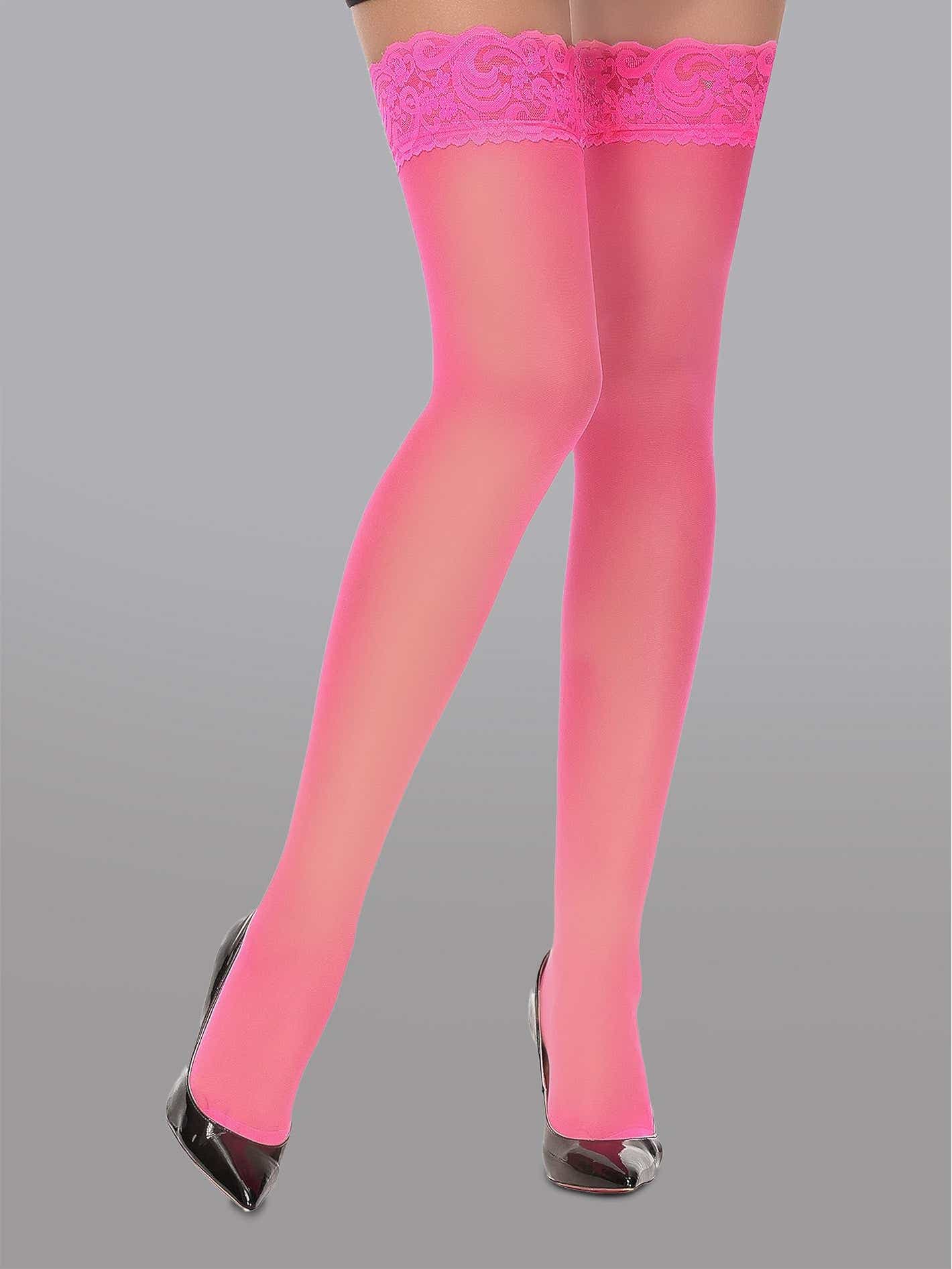 Elegant 15 Denier Thigh-High Lace Stockings capturing the essence of luxury with floral lace design, ideal for special occasions.