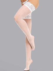 Charming Elegant 15 Denier Thigh-High Lace Stockings perfect for special occasions, demonstrating a perfect blend of elegance and comfort.