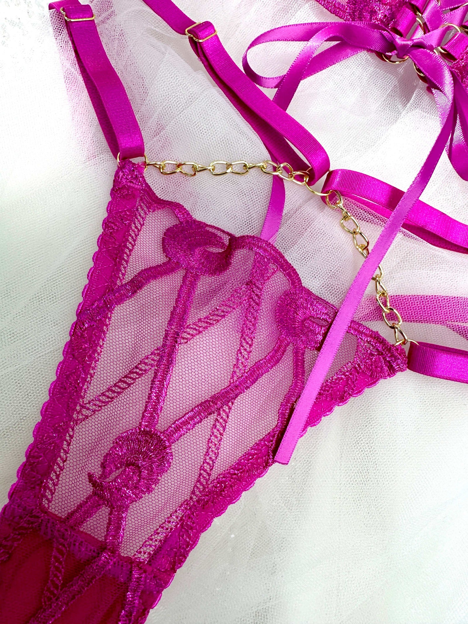 Overall gorgeous look of the Adriana Rose Pink Lingerie Set displayed elegantly, showcasing the ultimate collection in luxurious pink lingerie set.