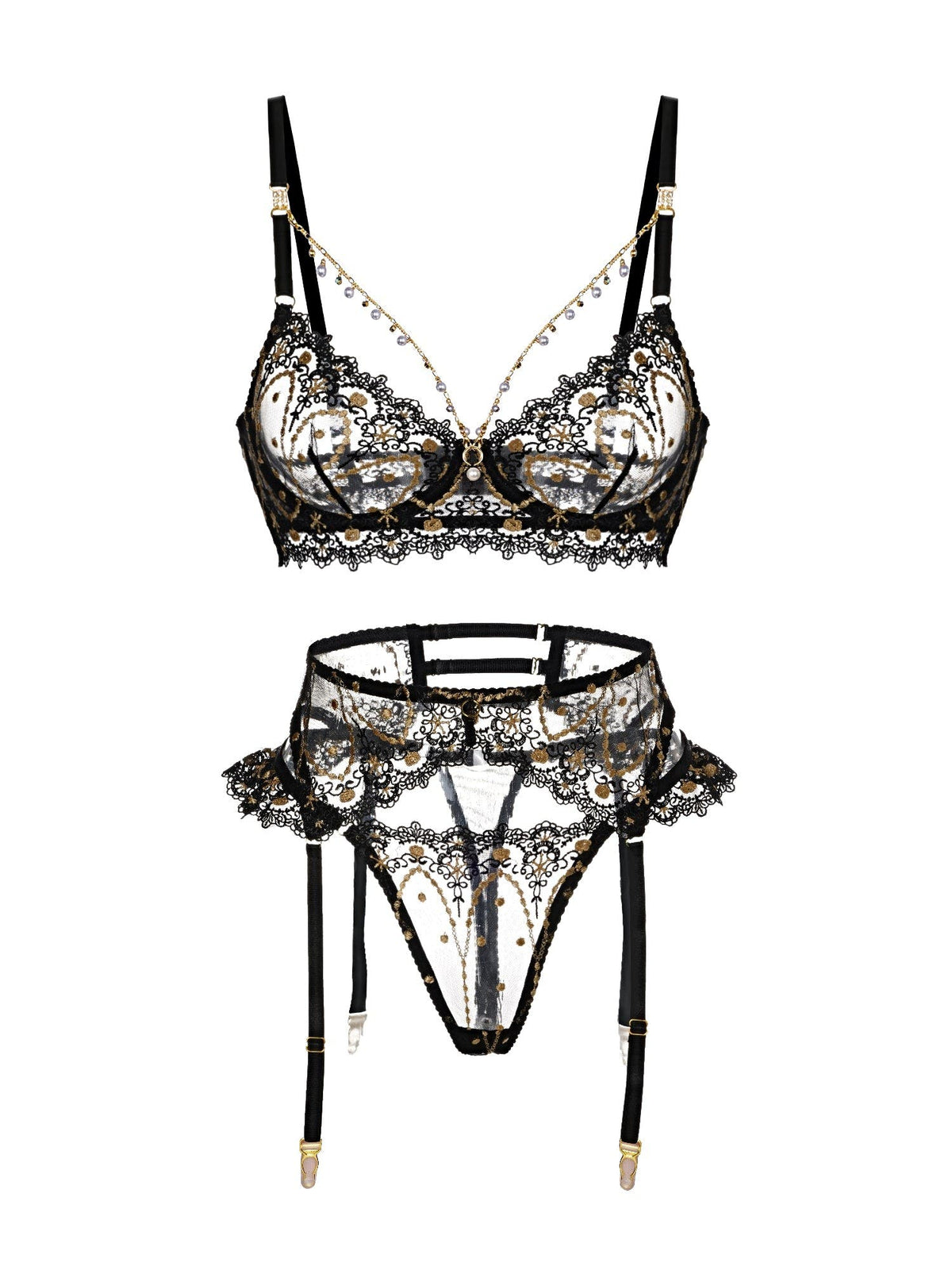 Vanessa Golden Clover Lingerie Set - 3 pcs set