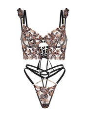 Sophisticated look of the Seductive Leopard Lace Lingerie Set capturing the blending of comfort and style.