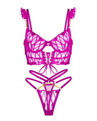 Wearing the Adriana Rose Pink Lingerie Set against a luxurious backdrop, highlighting its elegance and style as a premier pink lingerie set.