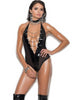 Elegant Moments EM-V2271 Vinyl and Fishnet Teddy Elegant Moments, Leather