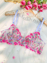Luxe pink floral lingerie set with whimsical charm and delicate detailing, a must-have for any intimate collection.