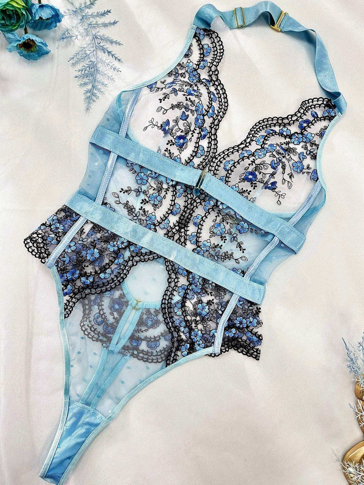 Tender Blossom Halter bodysuit - 1 PC Bodysuit