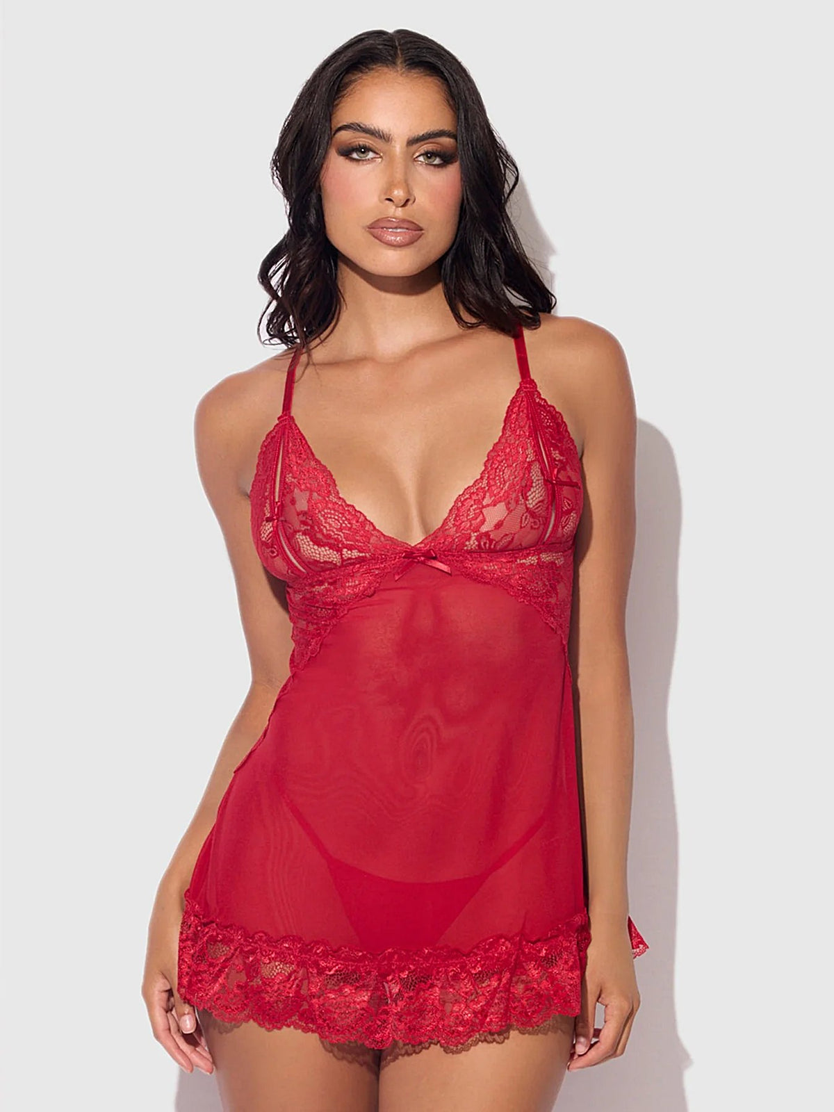 HARLOW LACE & MESH BABYDOLL & G-STRING SET -