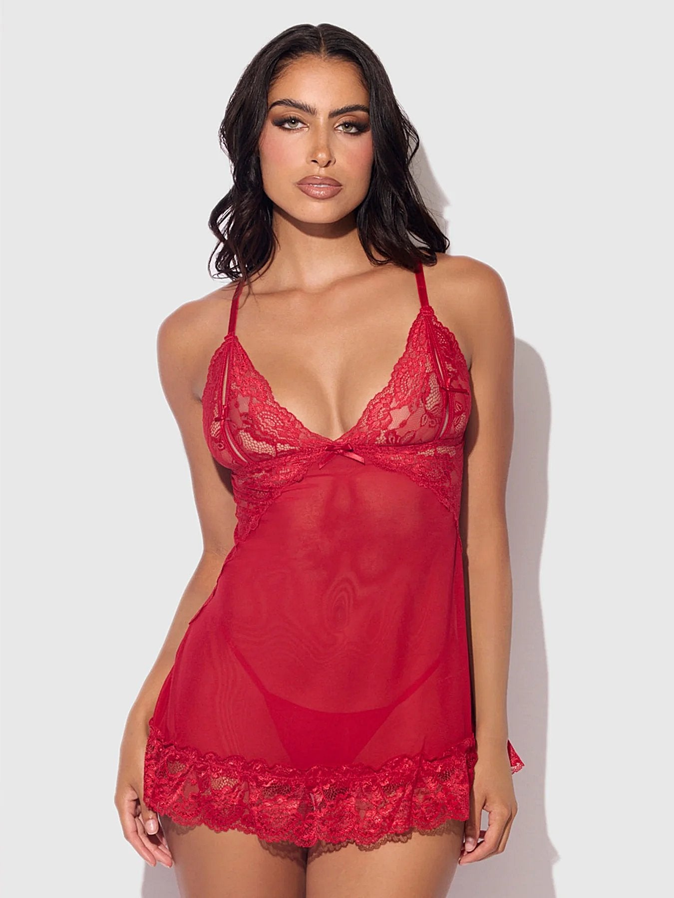 HARLOW LACE & MESH BABYDOLL & G-STRING SET -