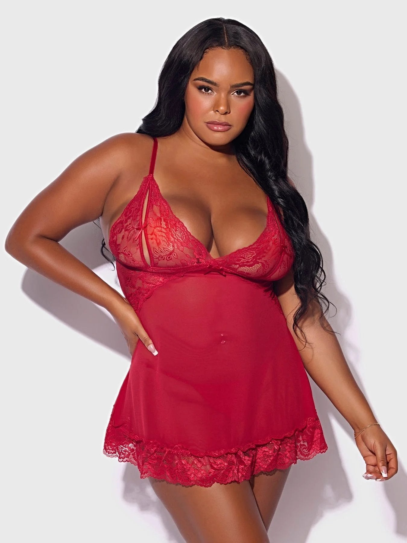 HARLOW LACE & MESH BABYDOLL & G-STRING SET -