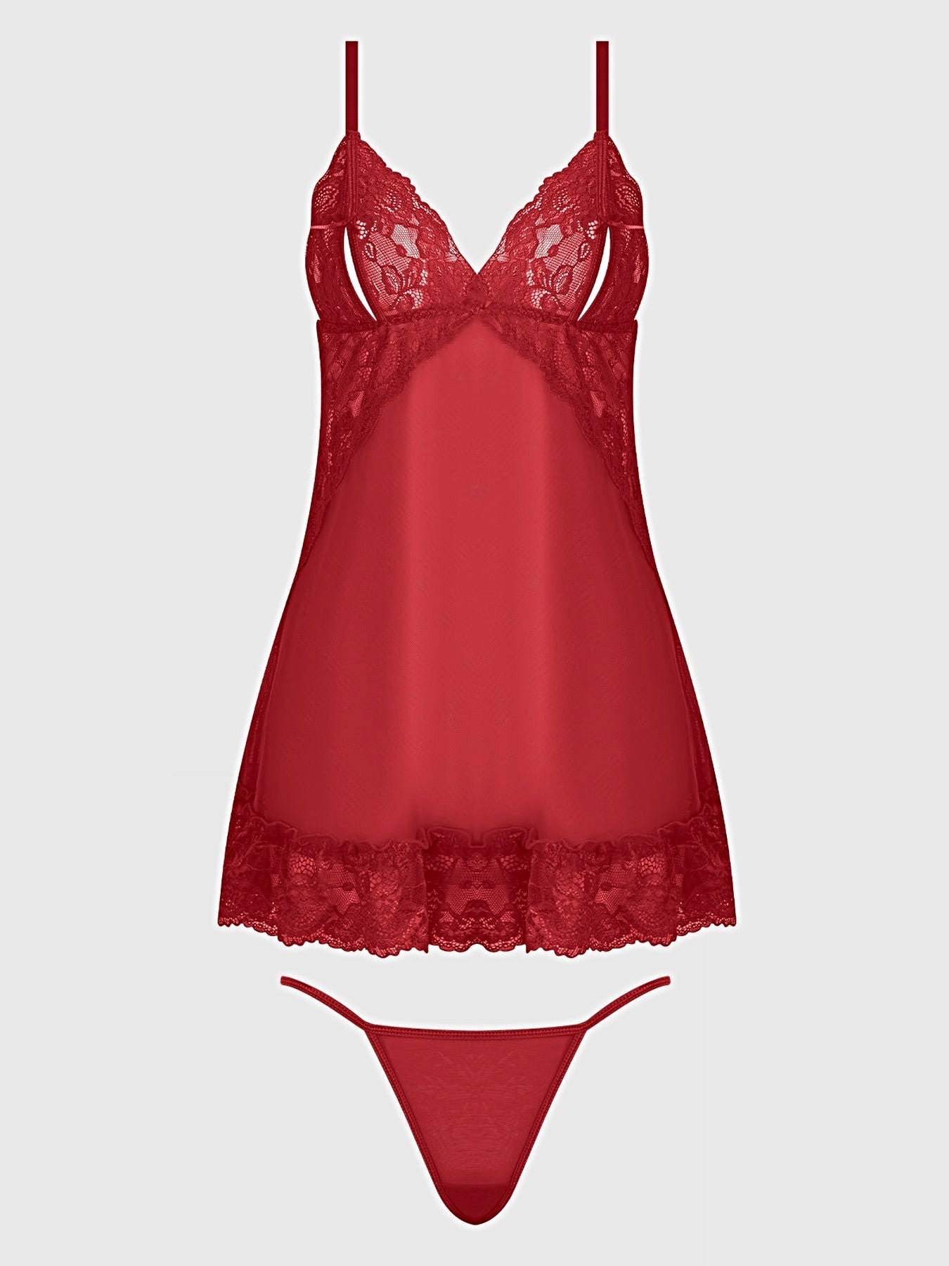 HARLOW LACE & MESH BABYDOLL & G-STRING SET -