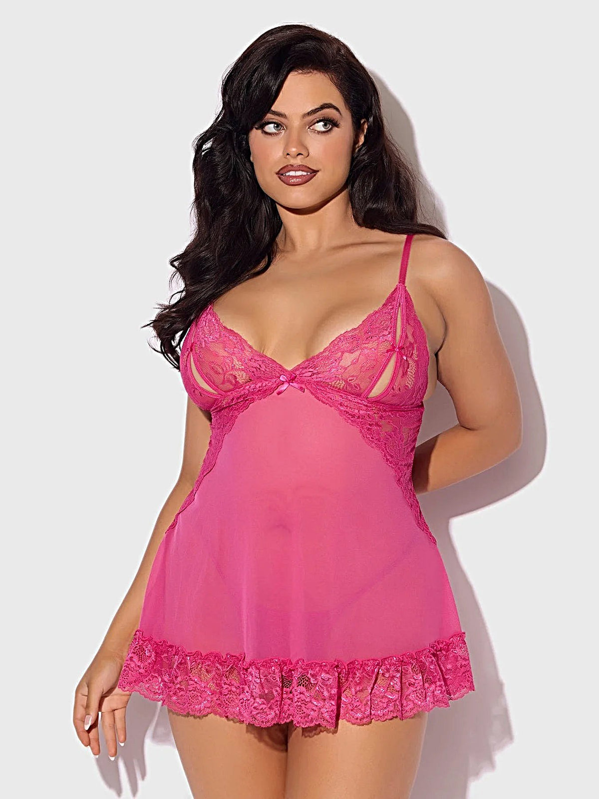 HARLOW LACE & MESH BABYDOLL & G-STRING SET -