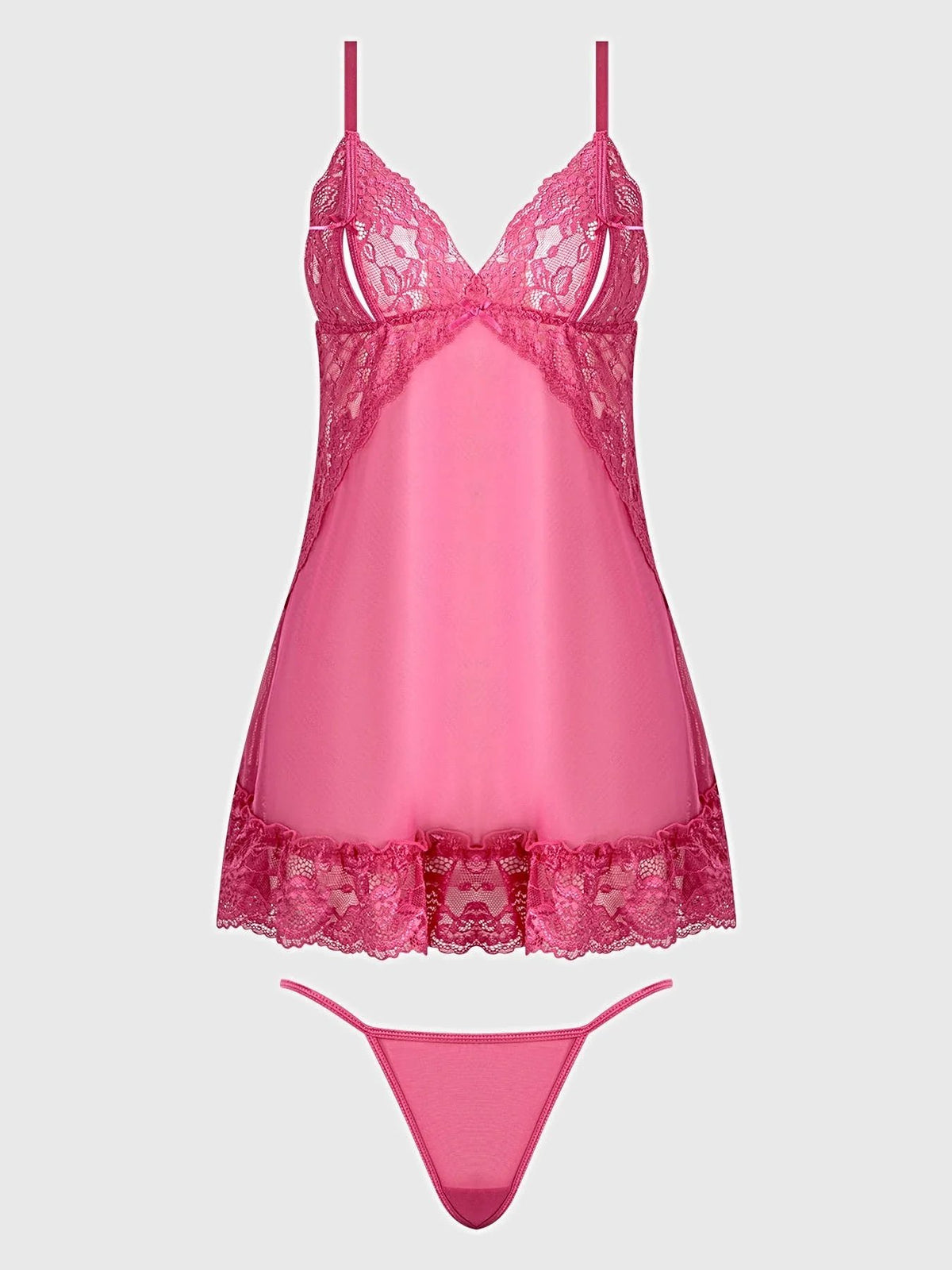 HARLOW LACE & MESH BABYDOLL & G-STRING SET -