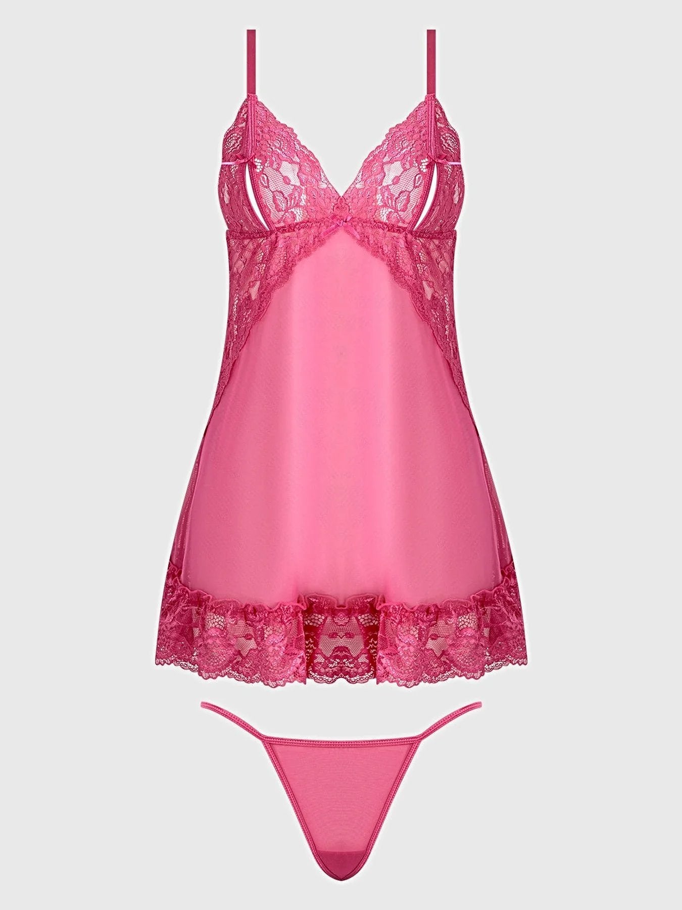 HARLOW LACE & MESH BABYDOLL & G-STRING SET -