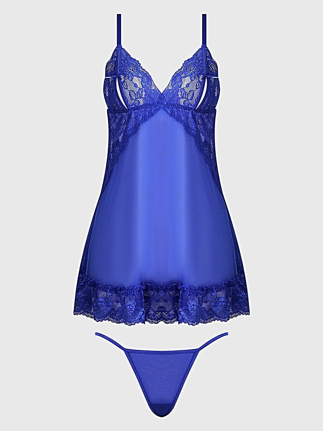 HARLOW LACE & MESH BABYDOLL & G-STRING SET -