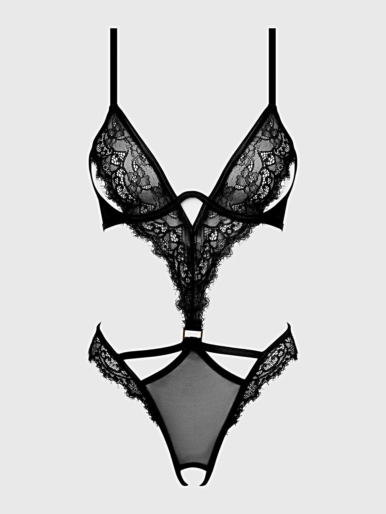 NADIA LACE & MESH CUTOUT TEDDY -