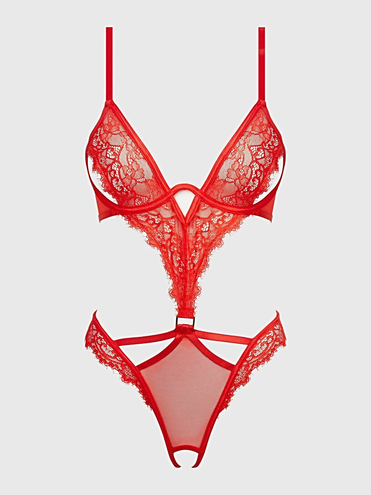 NADIA LACE & MESH CUTOUT TEDDY -