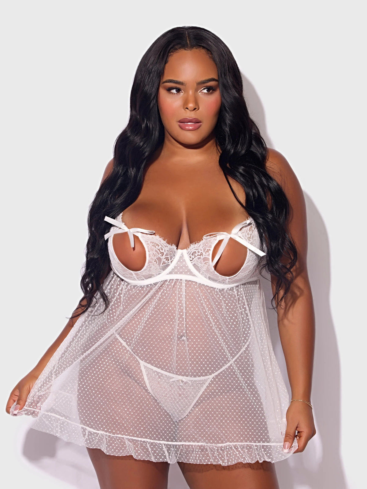 PORTIA SWISS DOT BABYDOLL & G-STRING SET -