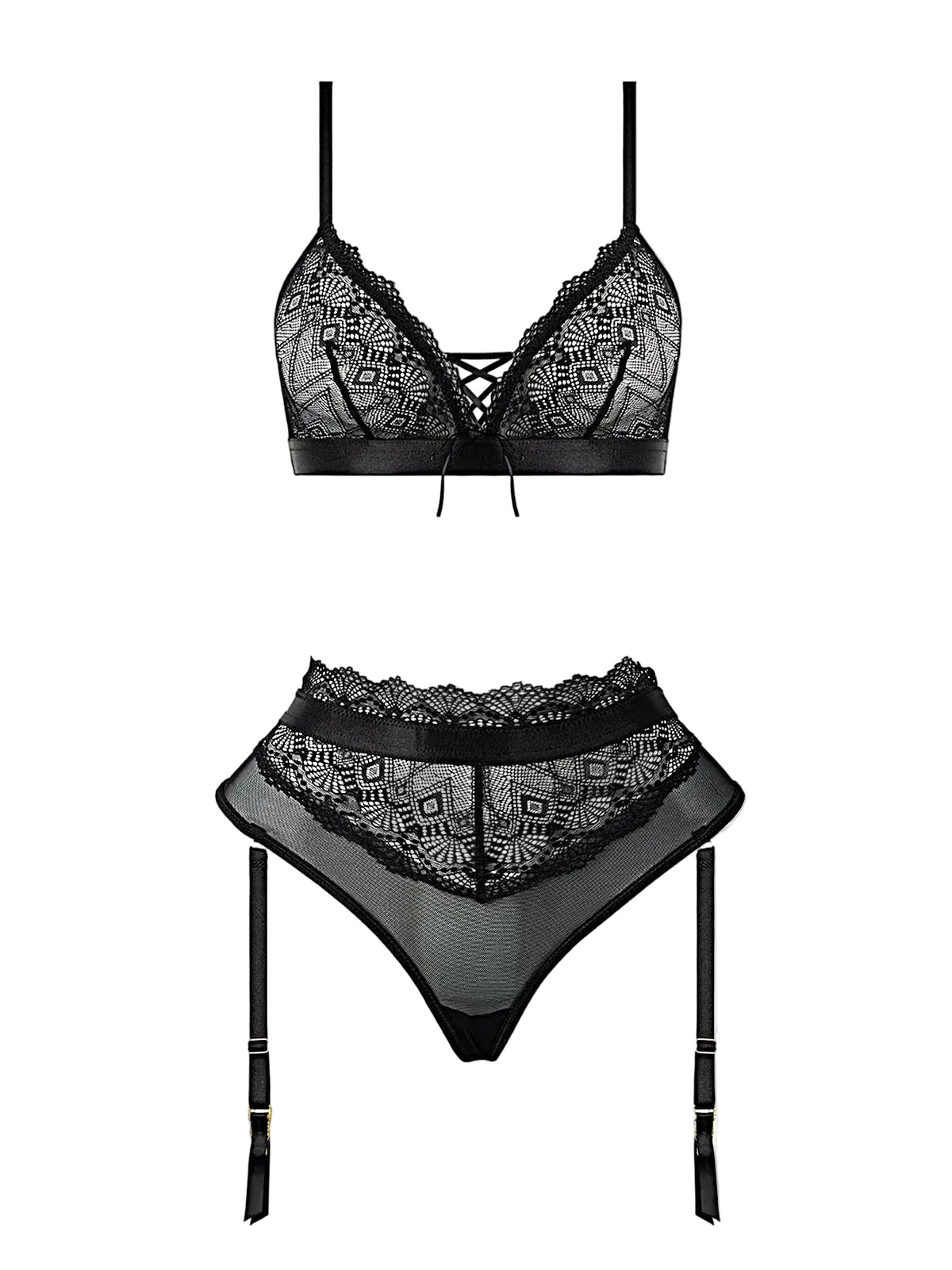 VIVIENNE LACE & MICRO BRALETTE & THONG SET -