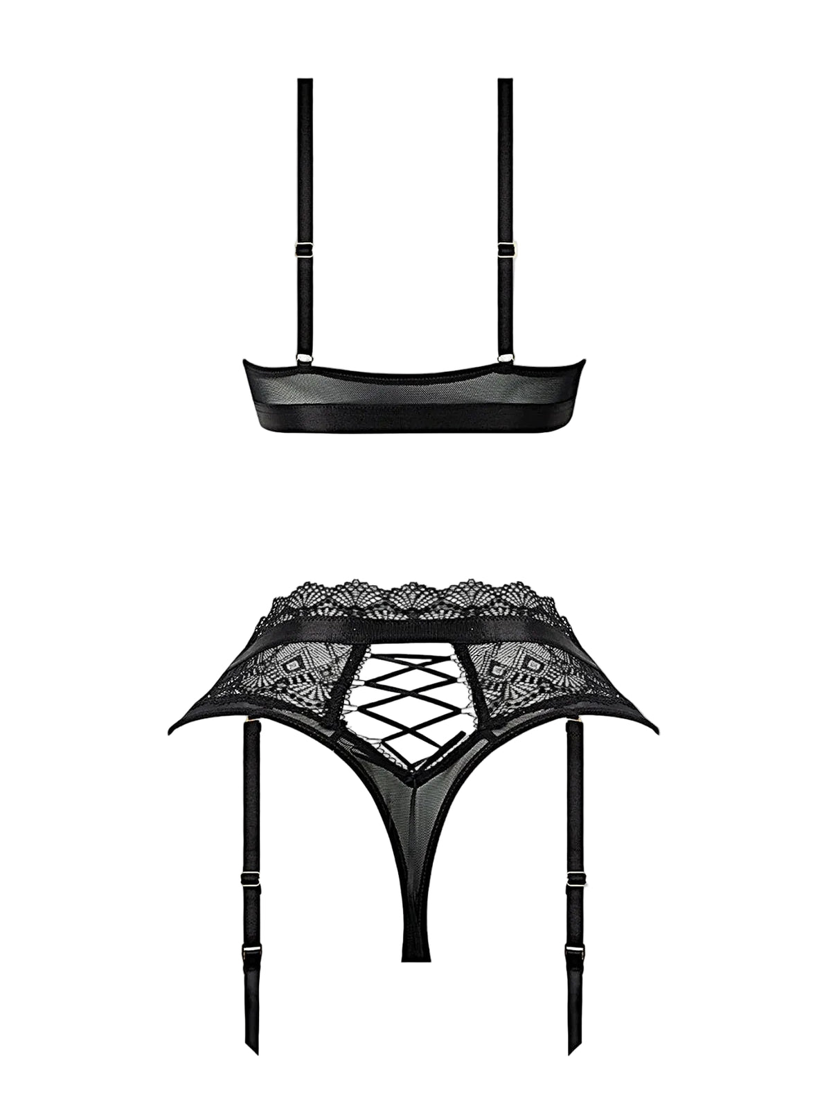 VIVIENNE LACE & MICRO BRALETTE & THONG SET -