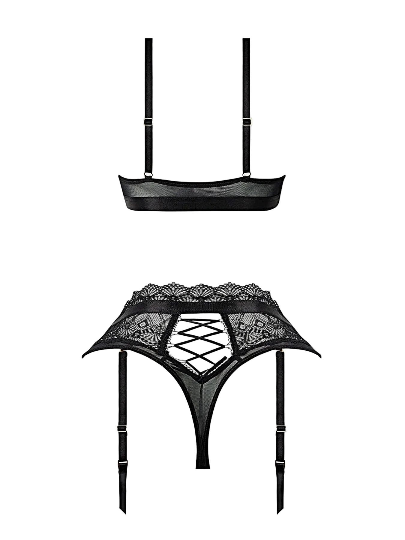 VIVIENNE LACE & MICRO BRALETTE & THONG SET -