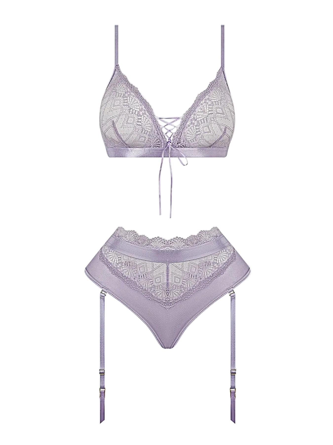 VIVIENNE LACE & MICRO BRALETTE & THONG SET -