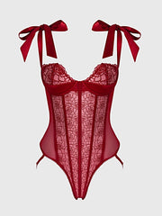 ROSALIE EMBROIDERED LACE TEDDY -